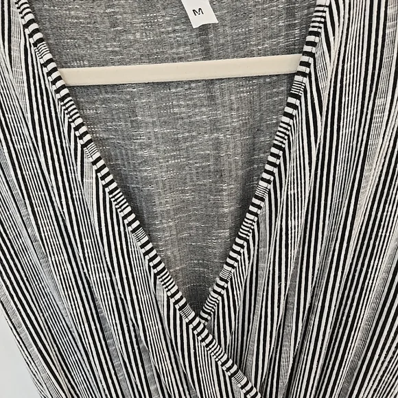 Caution To The Wind Striped Black and White Jumpsuit Medium Belted - Picture 3 of 11